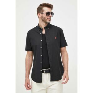Košile Polo Ralph Lauren pánská, černá barva, slim, s límečkem button-down