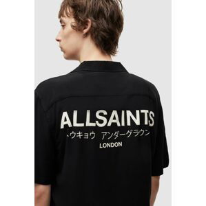 Košile AllSaints pánská, černá barva, regular