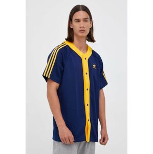 Košile adidas Originals tmavomodrá barva, relaxed