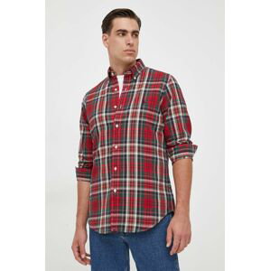 Košile Polo Ralph Lauren červená barva, regular, s límečkem button-down