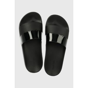 Pantofle Calvin Klein POOL SLIDE dámské, černá barva, HW0HW01783