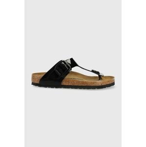 Žabky Birkenstock Gizeh dámské, černá barva, na plochém podpatku, 1026135