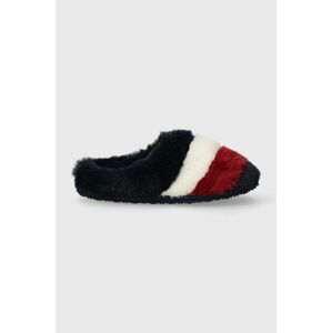 Pantofle Tommy Hilfiger FLAG FUR HOME SLIPPER tmavomodrá barva, FW0FW07432