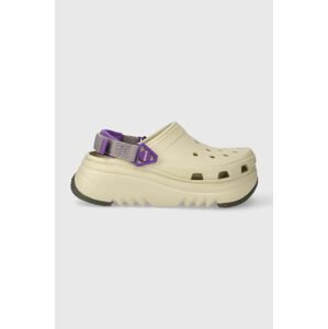 Pantofle Crocs Classic Hiker Xscape dámské, béžová barva, na platformě, 208365