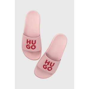 Pantofle HUGO Match dámské, růžová barva, 50498361