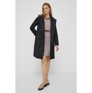 Trench kabát Lauren Ralph Lauren dámský, černá barva, přechodný, dvouřadový
