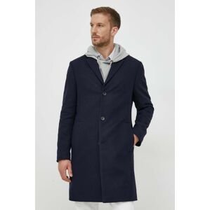 Vlněný kabát Calvin Klein tmavomodrá barva, přechodný