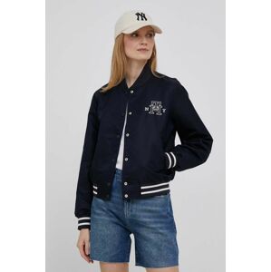 Bomber bunda Tommy Hilfiger tmavomodrá barva, přechodná