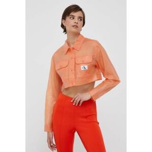 Bunda Calvin Klein Jeans dámská, oranžová barva, přechodná