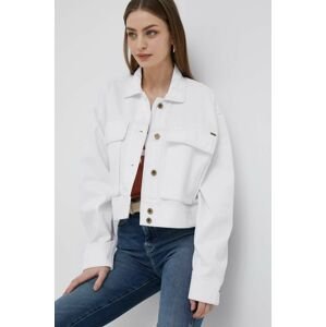 Džínová bunda Pepe Jeans Frankie dámská, bílá barva, přechodná, oversize