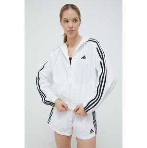 Bunda adidas dámská, bílá barva, přechodná, oversize