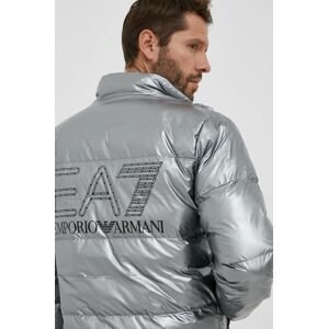 Bunda EA7 Emporio Armani pánská, stříbrná barva, zimní