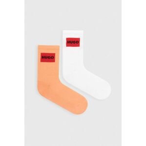 Ponožky HUGO 2-pack dámské, oranžová barva