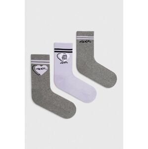Ponožky HUGO 3-pack dámské, šedá barva
