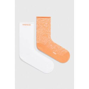 Ponožky HUGO 2-pack dámské, oranžová barva
