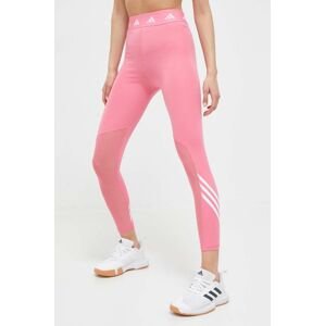 Tréninkové legíny adidas Performance Techfit 3-Stripes růžová barva, s potiskem