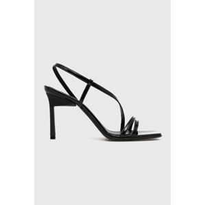 Kožené sandály Calvin Klein GEO STILETTO ASY SAN černá barva, HW0HW01609
