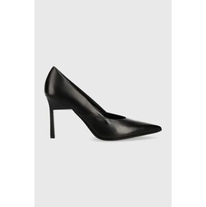 Kožené lodičky Calvin Klein GEO STILETTO PUMP 90 černá barva, HW0HW01769