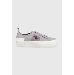 Tenisky Calvin Klein Jeans BOLD VULC FLATF LACE dámské, fialová barva, YW0YW01039