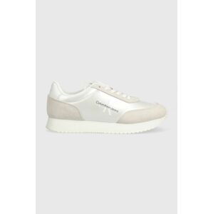 Sneakers boty Calvin Klein Jeans RETRO RUNNER LOW LAC bílá barva, YW0YW01056