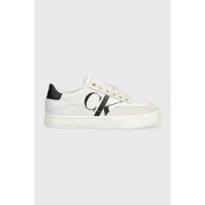 Kožené sneakers boty Calvin Klein Jeans CLASSIC CUPSOLE LACE bílá barva, YW0YW01057