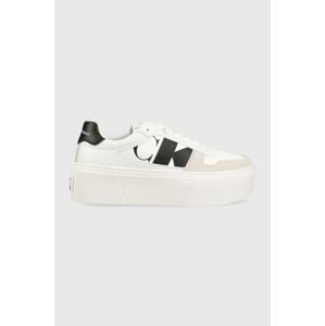 Sneakers boty Calvin Klein Jeans CUPSOLE FLATFORM MIX bílá barva, YW0YW01227