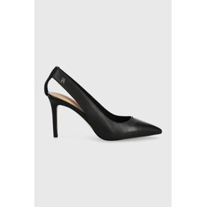 Kožené lodičky Tommy Hilfiger TH POINTY SLING BACK černá barva, FW0FW07350