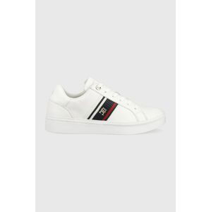 Kožené sneakers boty Tommy Hilfiger CORP WEBBING SNEAKER bílá barva, FW0FW07379