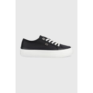 Tenisky Tommy Hilfiger ESSENTIAL VULC CANVAS dámské, tmavomodrá barva, FW0FW07459