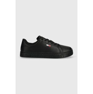 Kožené sneakers boty Tommy Jeans COOL SNEAKER černá barva, EN0EN02042