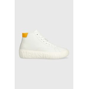 Kožené sneakers boty Tommy Jeans TJW NEW CUPSOLE LEATHER bílá barva, EN0EN02213