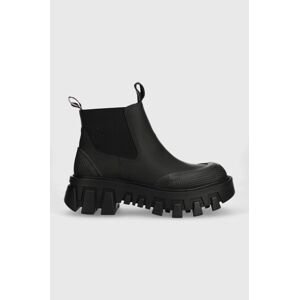 Nízké kozačky Tommy Jeans TJW RUBBER RAIN BOOT dámské, černá barva, na platformě, EN0EN02234