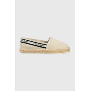 Espadrilky Tommy Jeans TJW FLATFORM WEBBING béžová barva, EN0EN02362