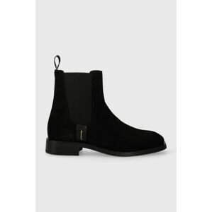 Semišové kotníkové boty Gant Fayy dámské, černá barva, na plochém podpatku, 27553384.G00