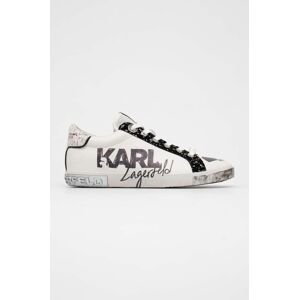 Kožené sneakers boty Karl Lagerfeld SKOOL bílá barva, KL60111