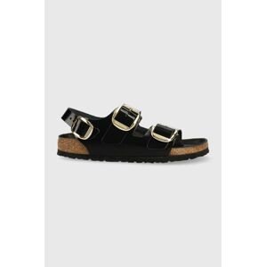 Kožené sandály Birkenstock Milano Big Buckle dámské, černá barva, 1024211