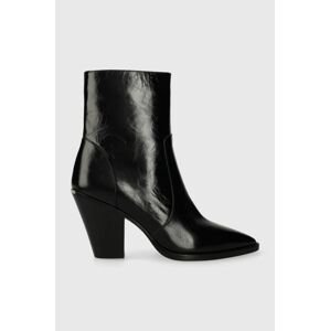 Kožené kotníkové boty MICHAEL Kors Dover dámské, černá barva, na podpatku, 40F3DOHE5L