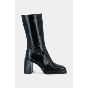 Kožené kotníkové boty Jonak BAGNA CUIR BRILLANT dámské, černá barva, na podpatku, 3100161
