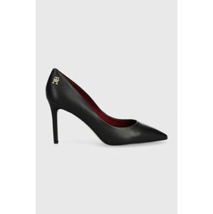 Kožené lodičky Tommy Hilfiger ESSENTIAL POINTED PUMP černá barva, FW0FW07533