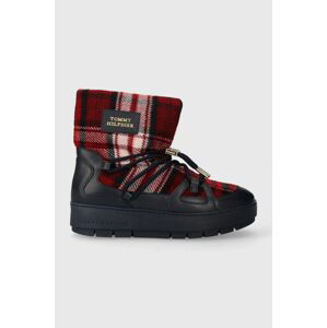 Sněhule Tommy Hilfiger TARTAN SNOWBOOT tmavomodrá barva, FW0FW07612