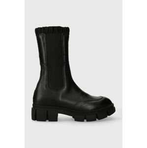 Kožené kotníkové boty Karl Lagerfeld ARIA dámské, černá barva, na platformě, KL43280F