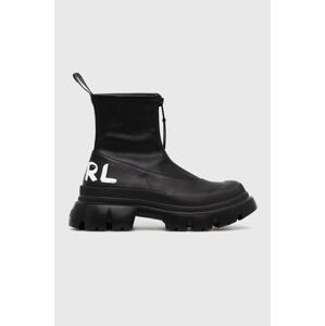 Nízké kozačky Karl Lagerfeld TREKKA MAX KC dámské, černá barva, na platformě, KL43560