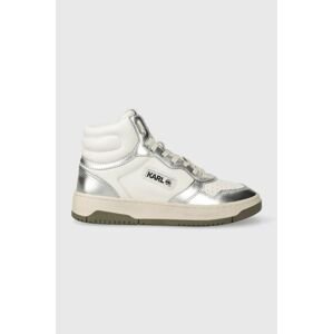 Kožené sneakers boty Karl Lagerfeld KREW KC stříbrná barva, KL63050