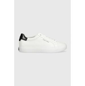 Kožené sneakers boty Calvin Klein VULC LACE UP bílá barva, HW0HW01681