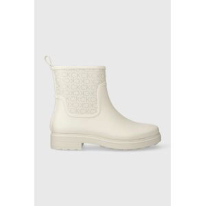 Holínky Calvin Klein ESS RAINBOOT-EPI MONO MIX dámské, béžová barva, HW0HW01695