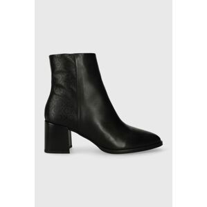 Nízké kozačky Calvin Klein ALMOND ANKLE BOOT 55 - EPI MN MX dámské, černá barva, na podpatku, HW0HW01701