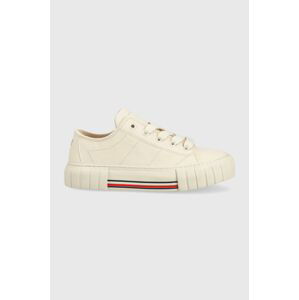 Dětské sneakers boty Tommy Hilfiger béžová barva