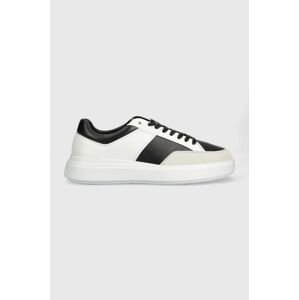 Kožené sneakers boty Calvin Klein LOW TOP LACE UP LTH bílá barva, HM0HM01047