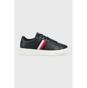 Kožené sneakers boty Tommy Hilfiger SUPERCUP LEATHER tmavomodrá barva, FM0FM04706