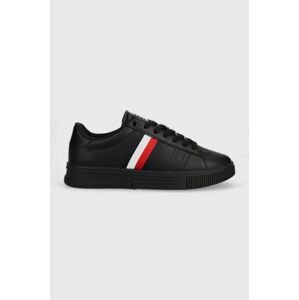 Kožené sneakers boty Tommy Hilfiger SUPERCUP LEATHER černá barva, FM0FM04706